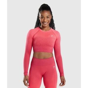 Gymshark Adapt Ombré Seamless Long Sleeve Crop Pink Athletic